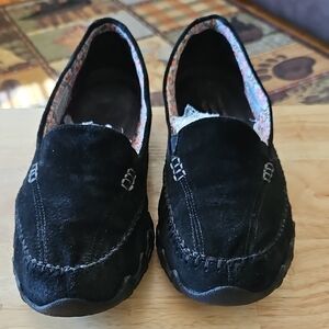 Skechers Black Slip-On Loafers with Suede Finish
